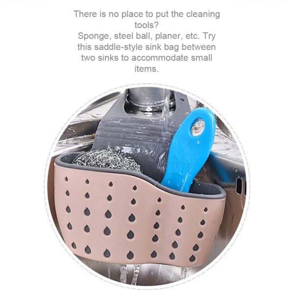 

kitchen plastic sink caddy hanging sponge holder basket storage bag with adjustable strap new