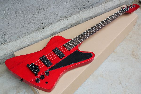 

factory custom 4-string red electric bass guitar with reverse headstock,rosewood fingerboard,black hardwares,20 frets,offer customized