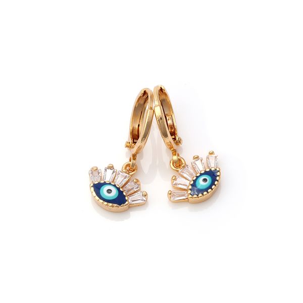 

evil eye shiny zircon earring gold color earrings bohemian earring for women female turkish jewelry ey6188, Golden;silver