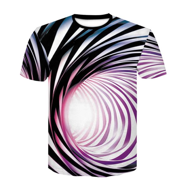 QNPQYX Lustiges 3D-T-Shirt für Männer, einzigartiges Wirbeldruck-Vertigo-Shirt, coole Mode-T-Shirts, Hip-Hop-Kurzarm