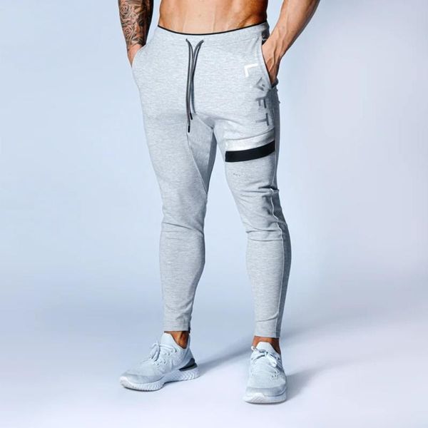 

skinny sport jogger pants men casual home fitness pants comfortable solid color sweatpants track gyms pockets trousers, Black