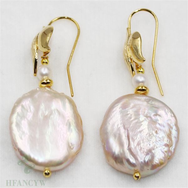 

17-18mm white baroque pearl earrings hook twopin jewelry mesmerizing natural luxury wedding flawless fashion earbob real, Silver