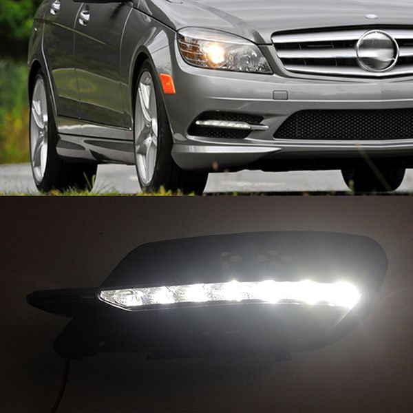 

car led drl daytime running lights driving lamp fog light for mercedes benz w204 c-class c300 amg sport 2007 2008 2009 2010 2011