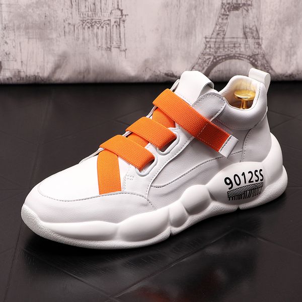 

2020 dad trendy shoes men's loafer shoes breathable white thick bottom and inner height increased casual high-top, Black