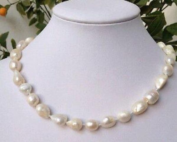 

new good 9-10mm freshwater white baroque pearl necklace 18 ", Silver