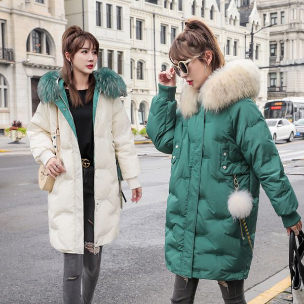 

ladies coat 2019 new arrival fashion slim women long down parkas winter jacket womens hooded coat cotton padded jackets, Black