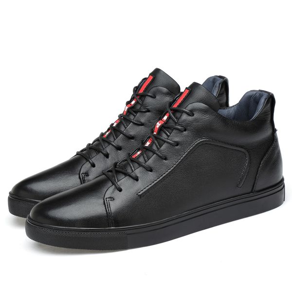 

genuine leather men's boots, sports and leisure shoes, men's sneakers, korean fashion shoes boots men, Black