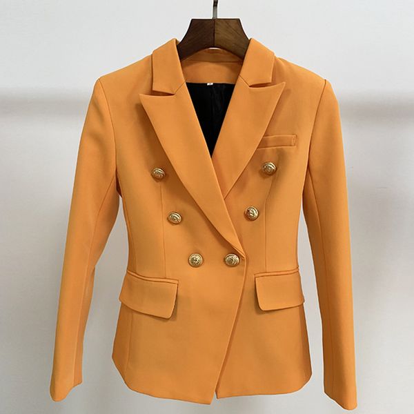 

s-xxl orange blazer women office ladies gold double breasted buttons autumn winter new fashion formal blazer jacket, White;black