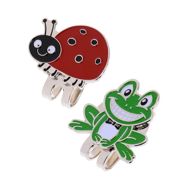 

2x frog & ladybug alloy golf ball marker with hat clip golfer gift