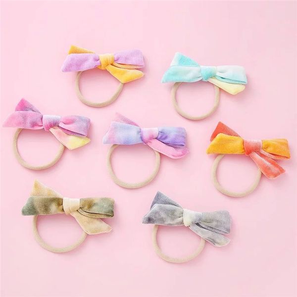 

1pcs baby girls velvet bow big headband newborn headwear kids hair clips ice cream mix color headband hair accessories, Slivery;white