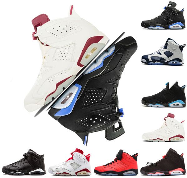 

6 6s infrared carmine mens basketball shoes men 6s unc toro hare oreo maroon low chrome sport blue sneakers with shoes box