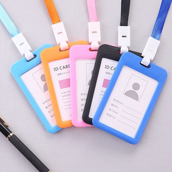 

badge holder portable double-sided transparent employee plastic id card holder name tag lanyard neck strap other event party supplies