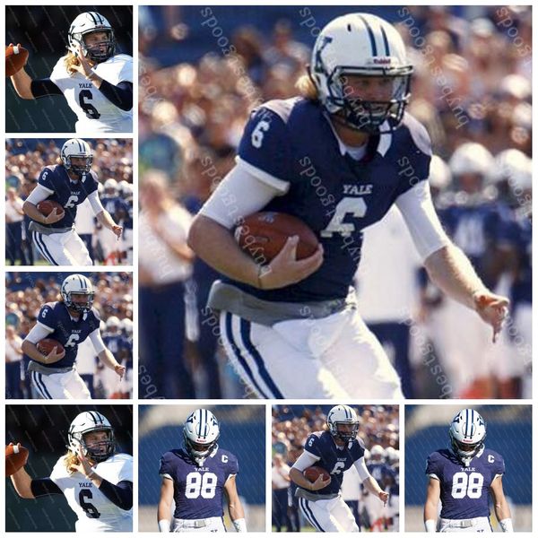 

custom ncaa yale 2019 football 1 trenton charles sandifer 6 kurt rawlings 14 reed klubnik 16 o'connor 88 jp shohfi conte frank jerseys, Black;red
