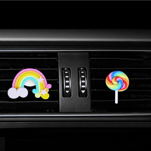 

multi-color lollipop rainbow style car styling air freshener automobile interior decoration air vent perfume clip accessories