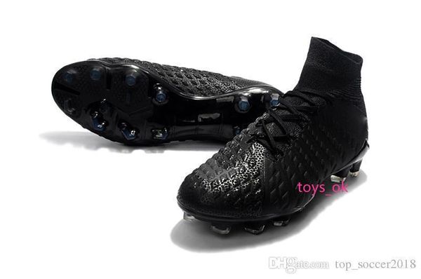 

black soccer full cleats original hypervenom phantom iii df fg outdoor soccer shoes