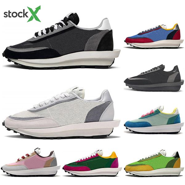 

with socks ale sacai ldv waffle black white running shoes grey pine green gusto varsity blue pink mens trainers fashion sport sneaker, White;red