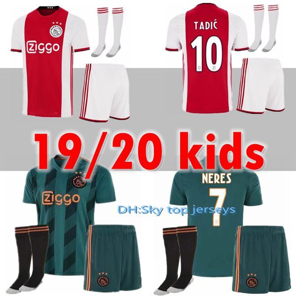 

new child kids kit 2019 2020 ajax fc soccer jersey 19 20 ziyech tadic huntelaar dolberg schone men youth jerseys football shirts, Black
