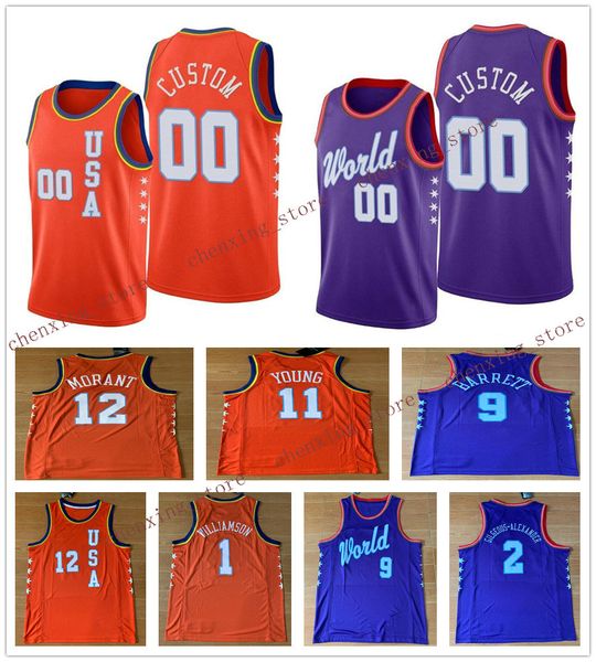 

2020 new rising star usa team orange purple jerseys men 1 williamson 11 young bridges 34 carter 13 jackson jr. 14 herro 12 morant 25 nunn, Black