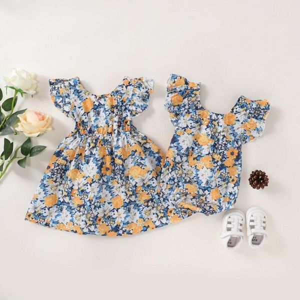 

UK Toddler Baby Girl Clothes Sister Matching Romper Bodysuit Dress Cotton Outfit