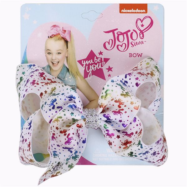 

jojo siwa hair bows unicorn printed jojo bows with clip hair accessories for girls 5 inch girls hair bow ss196, Slivery;white