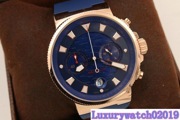 

2018 new arrival quartz chronograph wristwatch rose gold bezel &skeleton phantom blue dial blue rubber belt original folding clasp, Slivery;brown