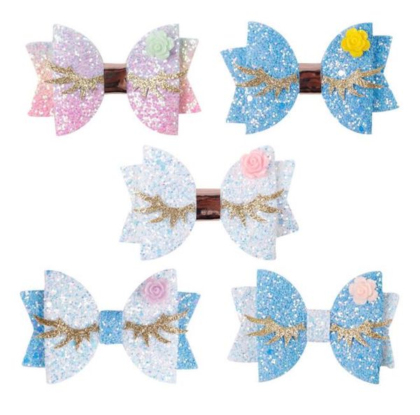 

5-color 3.0inch hair bows gretel golden wings child butterfly clippers christmas brillant hair bows girls hair accessory barrettes, Slivery;white