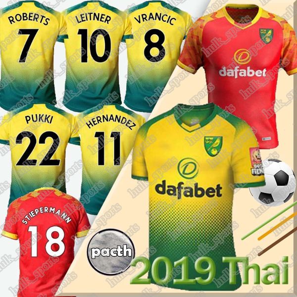 

2019 2020 norwich city soccer jerseys 19 20 kits buendia football shirt hernandez mclean pukki stiepermann roberts maillots de foot, Black;yellow