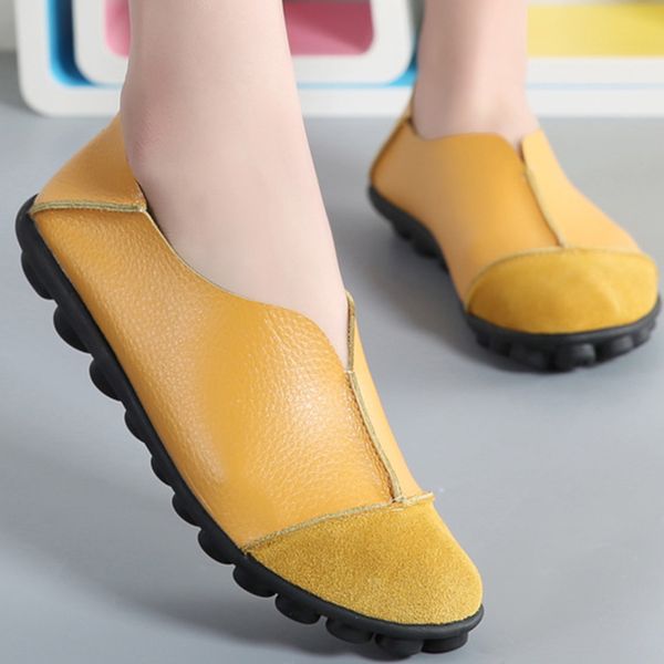 

2020 new women's genuine leather cow leather flats shoes soft ladies loafers non-slip superstar female shoes flats women, Black