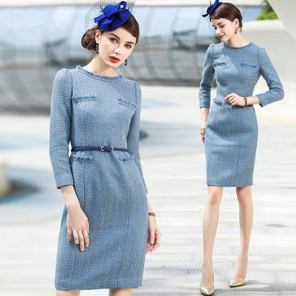 

2019 Elegant New Spring Autumn Winter Women Dress Suit Women Business Wear Formal Work Office Lady Clothing Vintage Pencil Dress