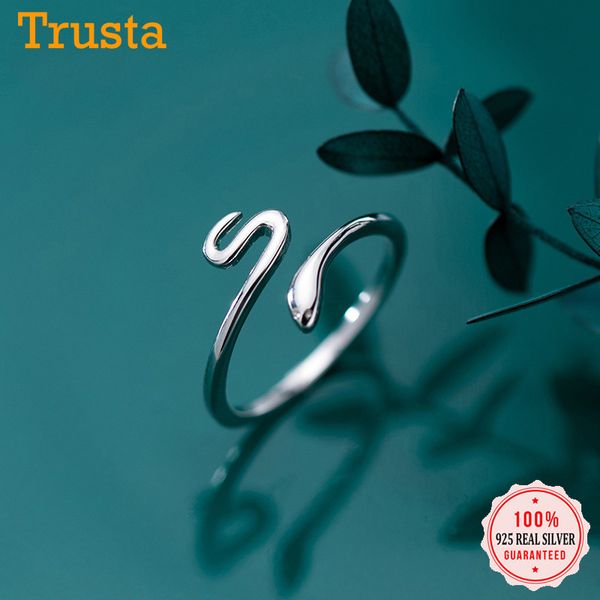 

trusta 2020 new 925 sterling silver jewelry opening rings size snake cocktail ring gift for women silver 925 ring jewelry da620, Slivery;golden