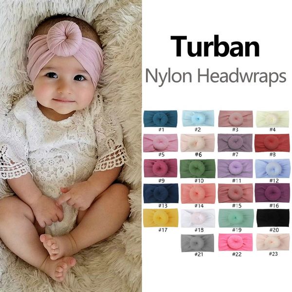 

fashion baby turban nylon headwrap super soft ball bohemia hair accessories children kids headbands 15*9cm mixed, Slivery;white