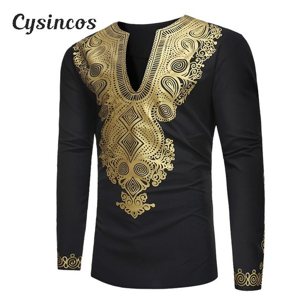 

cysincos блестящая бронзировать 3d печати рубашка мужчины африканский dashiki рубашки мужской 2020 hip hop streetwear длинные рукава тис руб, White;black