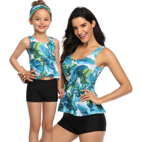

beachwear matching swimsuits mother daughter swimwear mommy and me clothes family look outfits mum mom baby women girls dresses, Blue