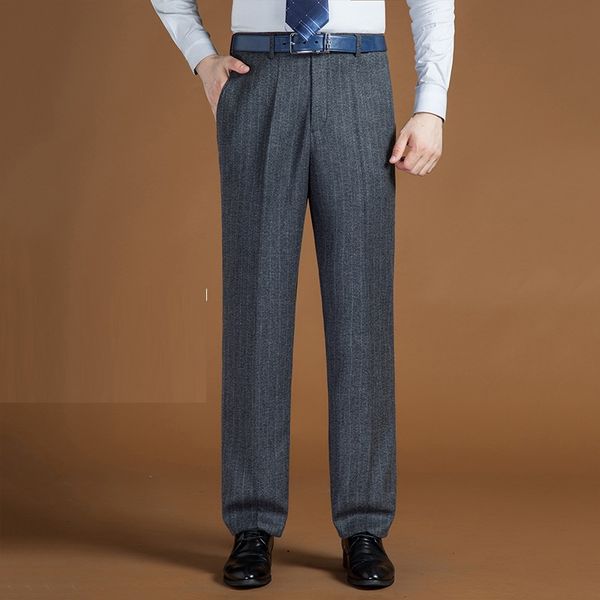 

icpans mens suit pants wool polyester loose straight classic basic suit pants for men business trousers office big size 42 44, White;black