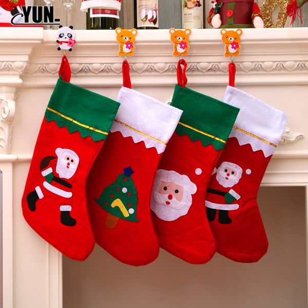 

12pcs 23*36cm christmas tree decorations hang candy socks xmas stockings for kids christmas gift ornaments 5d