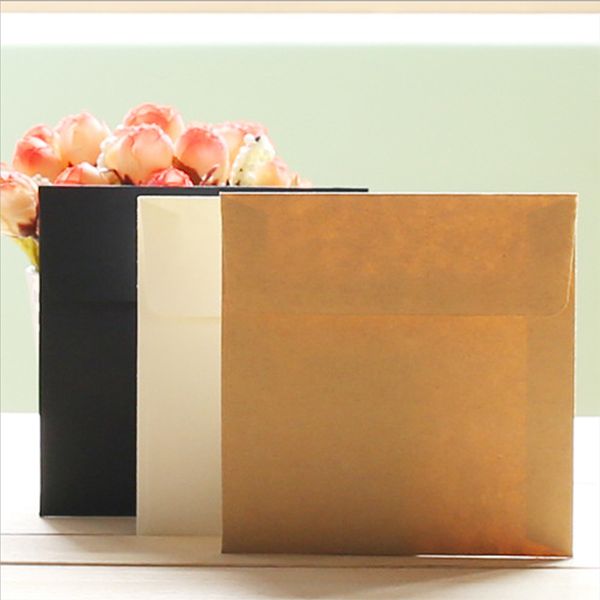 

100 pieces 10Ã10cm small kraft paper envelopes colorful wedding envelope plain white retro simple invitation envelope