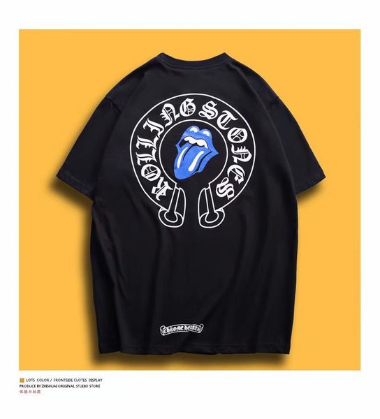 

summer black white cotton print t shirt national fashion casual short-sleeve loose shirt for woman man round neck street shirt