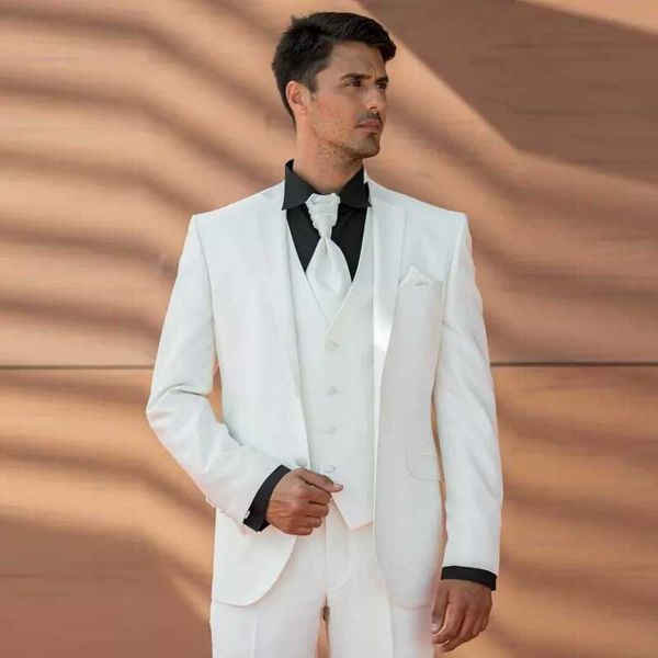 

white satin wedding suits for tuxedos groom wear two buttons costume homme business blazer trajes de hombre terno masculino three piece, Black;gray
