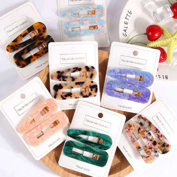 

2pcs new fashion women vintage resin alligator hair pin clip leopard hair clip geometric hairpin clips styling accessories