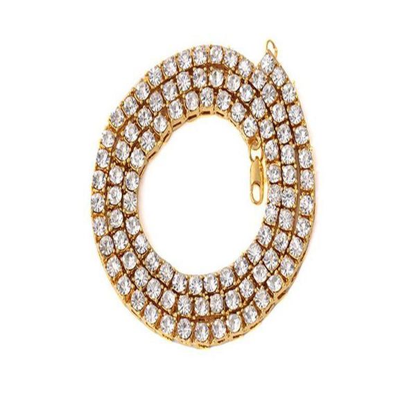 

mens hip hop necklace iced out 1 row rhinestone choker punk bling crystal tennis chain necklace 18inch-30inch fashion jewelry, Silver
