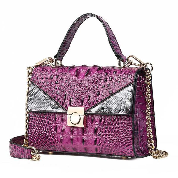 

new luxury handbag python tote bags women 2020 small designer lock crocodile pattern leather shoulder messenger bags chain bolsa red