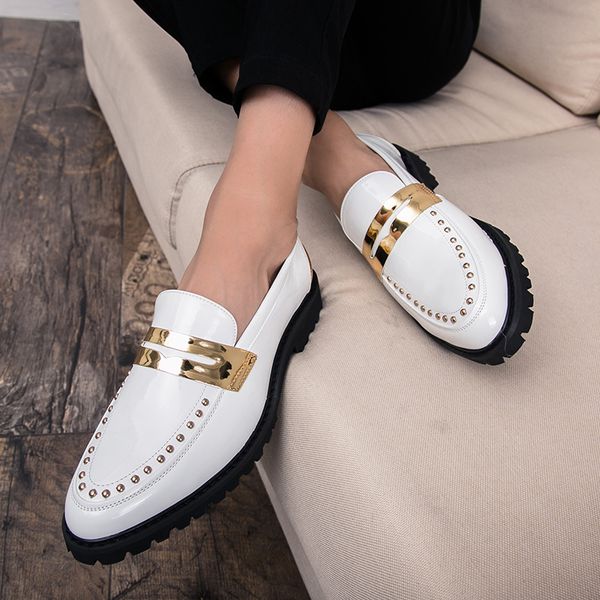 

new oxford shoes italian business wedding slip onmen leather formal dress flats designer moccasins loafers shoes, Black