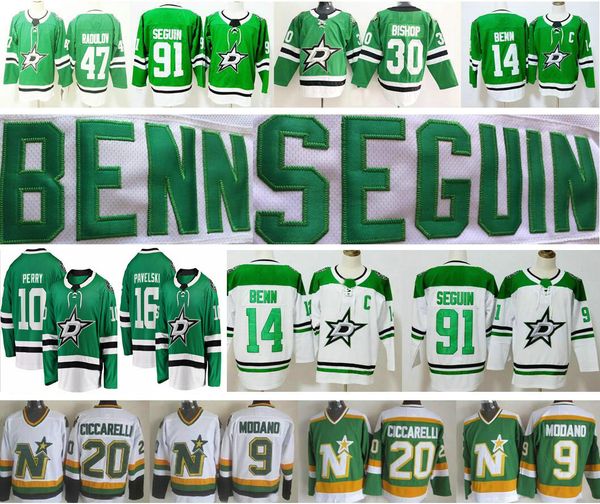 

dallas stars #14 jamie benn 30 ben bishop 91 seguin 47 radulov 10 corey perry 16 joe pavelski 20 dino ciccarelli 9 mike modano jerseys, Black;red
