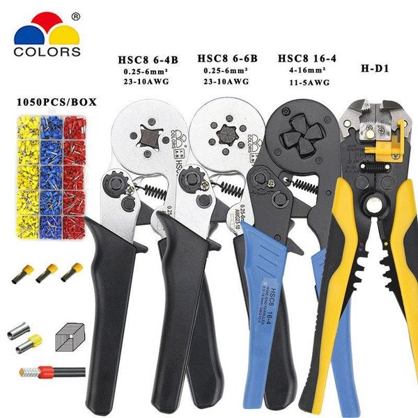 

mini pliers electrical wire crimping tools tubular terminals box set 1050p hsc8 16-4 4-16mm2 awg11-5 6-4b 6-6 0.25-6mm2 awg23-10 y200321