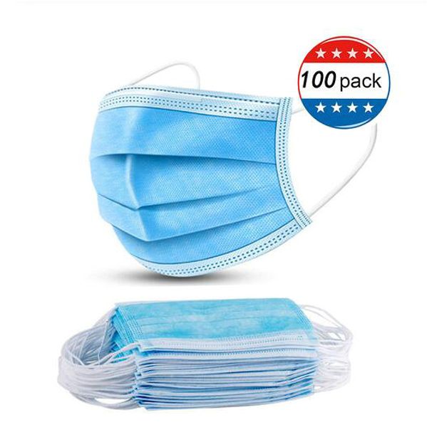 

3 layer disposable face masks with ear loops anti pm2.5 influenza bacterial facial dust-proof safety masks fast shipping