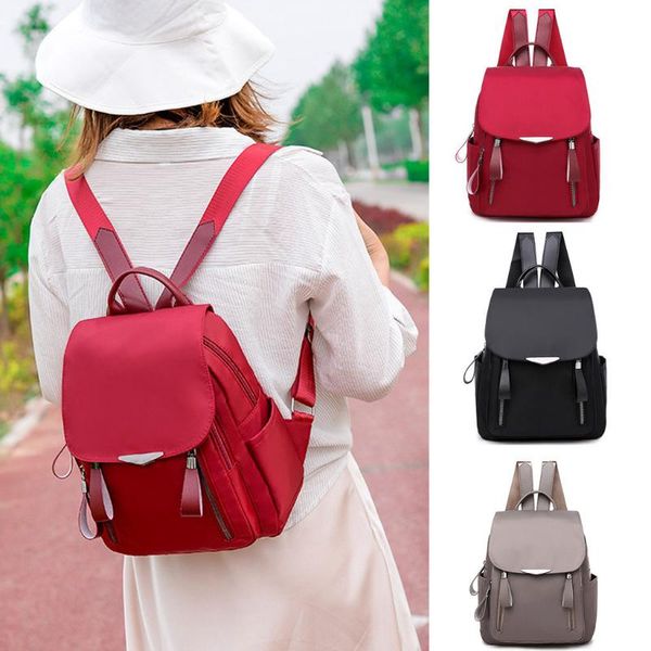 

fashion women's outdoor simple oxford zipper contrast color backpack travel bag female ladies girls school backpack shoulder bag
