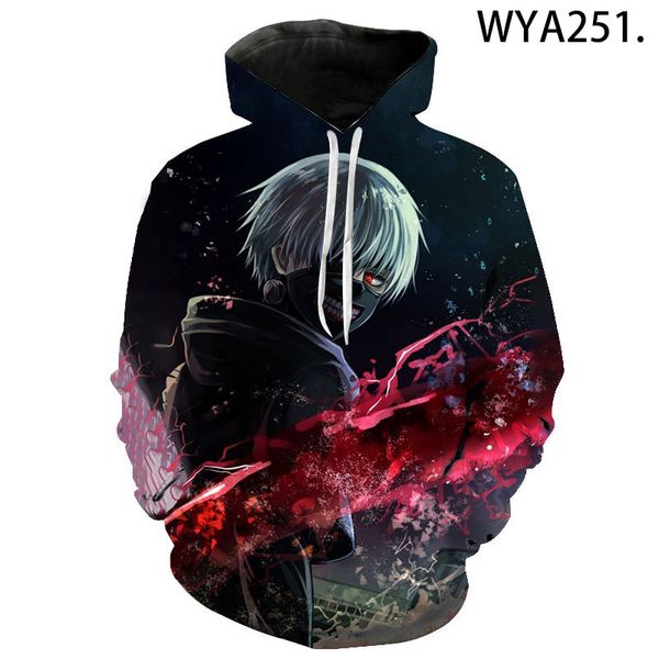 

new tokyo ghoul print pullover hoodie sweatshirt men's and women's casual comfortable hoodie autumn and winter fashion cool top, Black