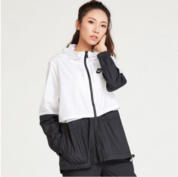 

spring and fall long-sleeved and bottom black and white casual women's coat brand designer hooded jacket s-xl