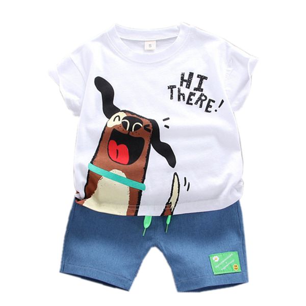 

baby boys clothing summer dog tiger white t-shirt blue shorts 2pcs short-sleeved children clothes kids outfits costume 1 2 3 4