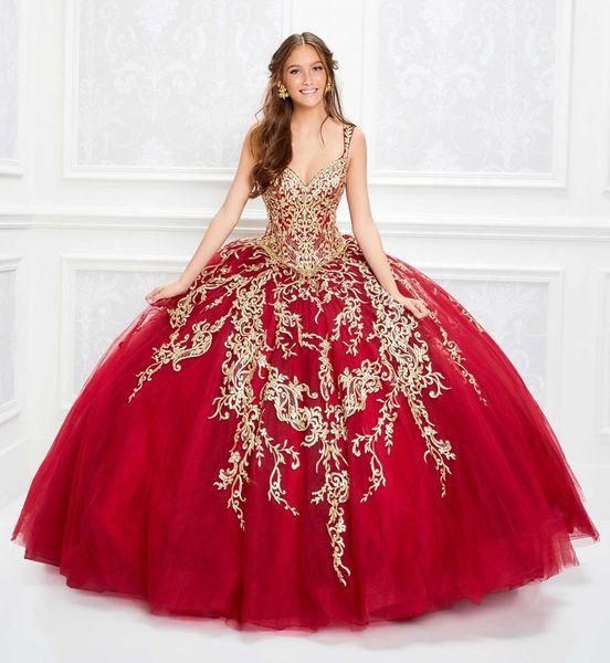 

2020 gorgeous red quinceanera dresses gold lace appliqued bodice corset prom dress v neck ball gown princess wear lace-up back, Blue;red